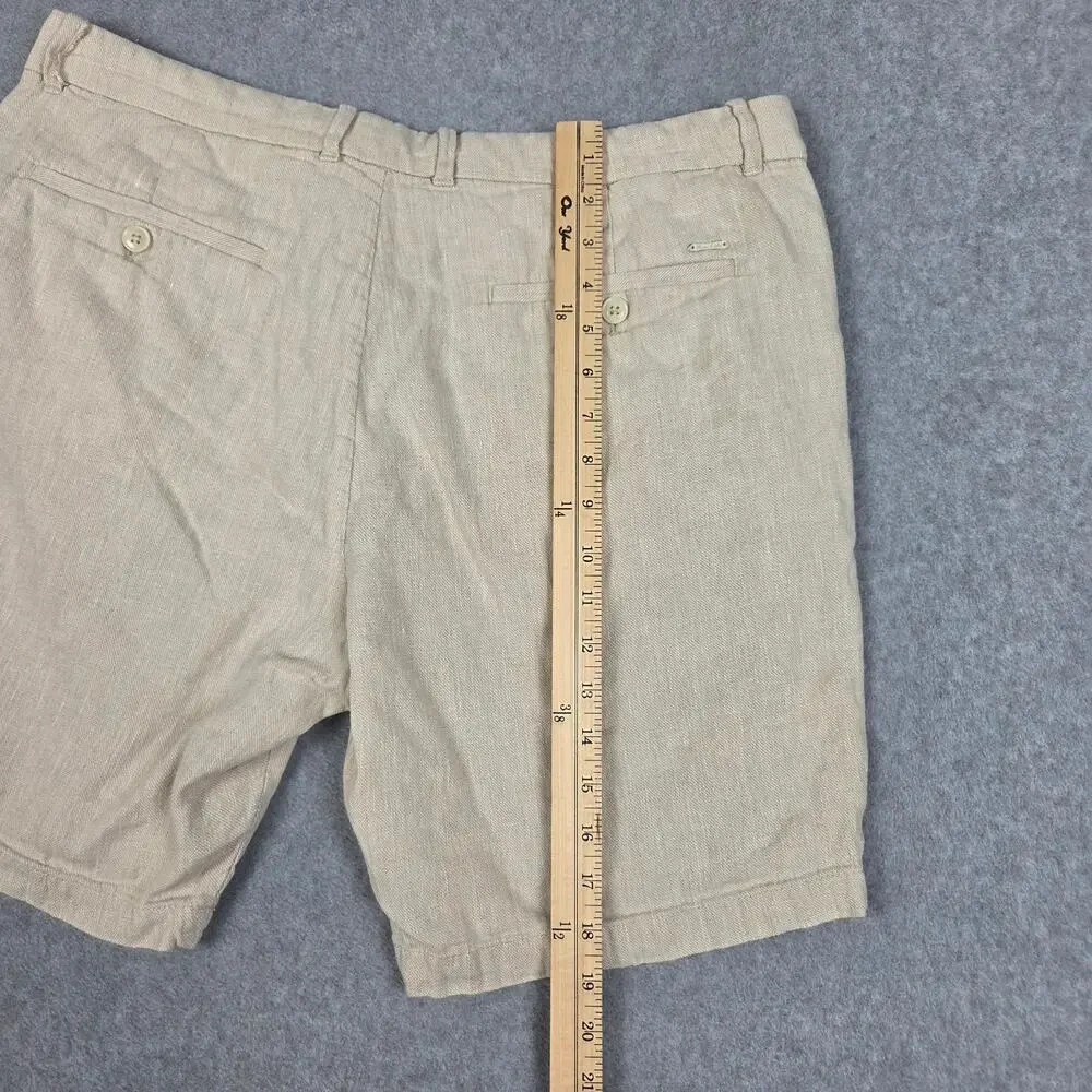 Porter & Ash Mens 36 Linen Blend Flat Front Chino Style Shorts